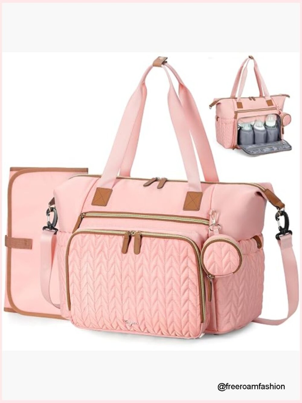Large Waterproof Diaper Bag Tote with Changing Pad, Travel Hospital Bag, 16